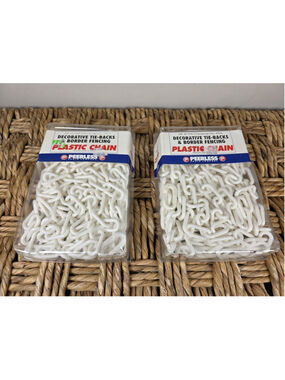 Peerless #6 Plastic Chain White 20 Ft Lot of 2 Decorative Tie Backs USA 4540260